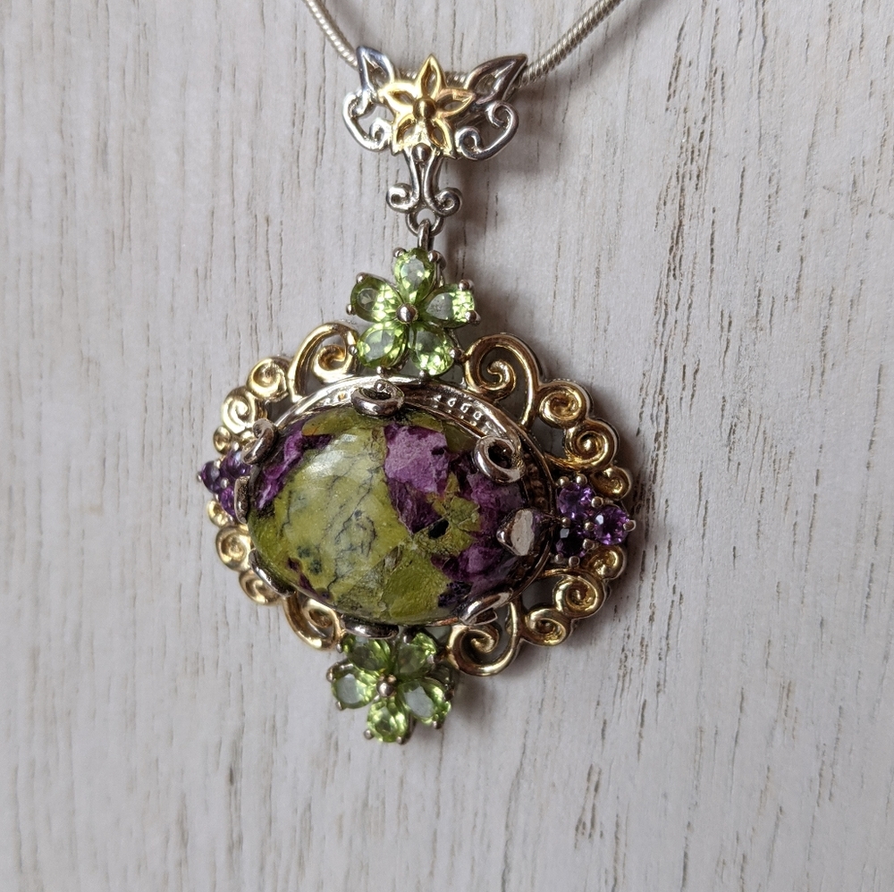 Tasmanian Stitchite, Peridot, & Amethyst Necklace